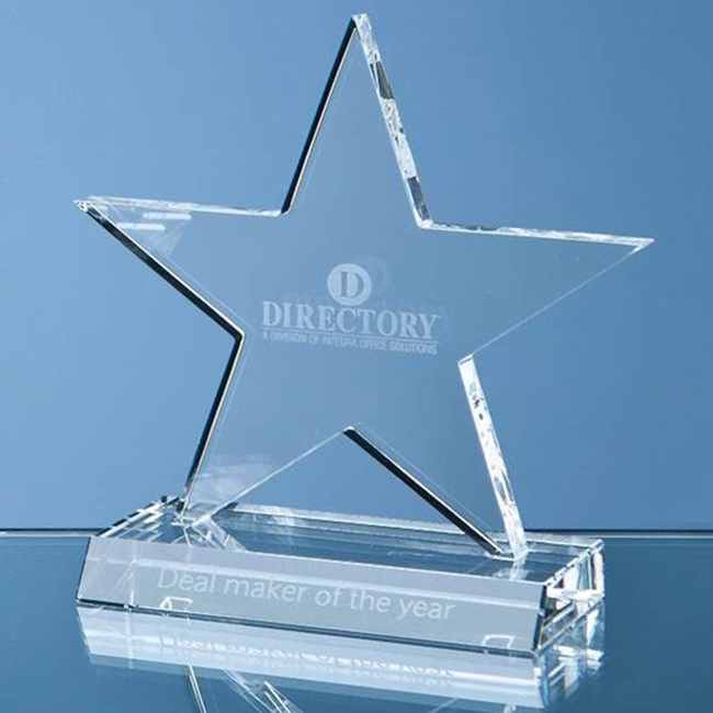 Crystal Glass Star Plaque (large) (h 16cm)