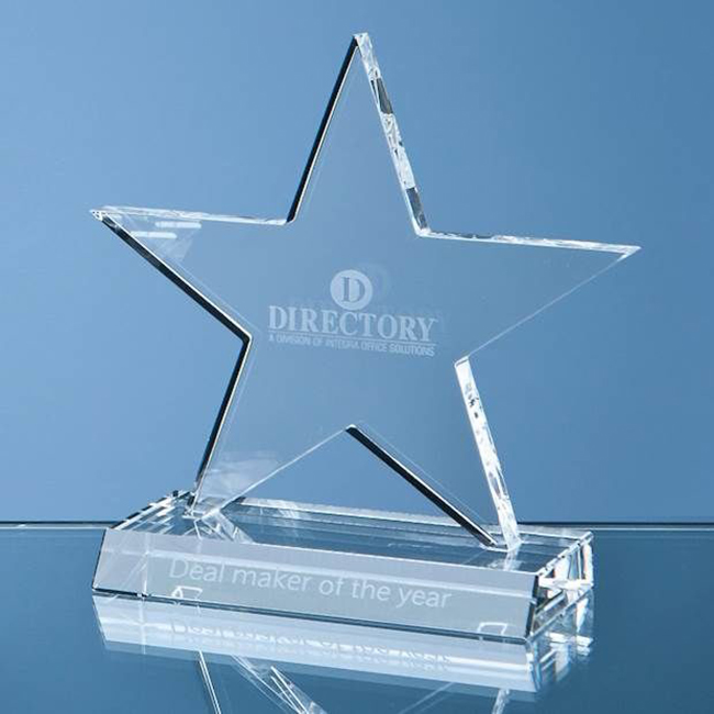 Crystal Glass Star Plaque (medium) (h 13cm)