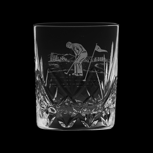 Royal Scot Crystal Large Tumbler Cut Highland (with panel for engraving) (Gift Boxed) 95mm