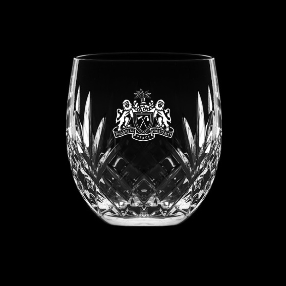 Royal Scot Crystal Barrel Tumbler cut Highland  (engraved) (gift boxed)