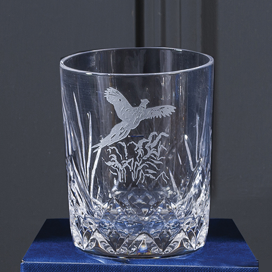 Royal Scot Crystal Whisky (small) Tumbler Cut Highland (with panel for engraving) (Gift Boxed) 87mm